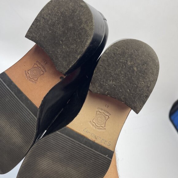 Simard Black Leather Penny Loafers Heels Women Sz 41 Made In Italy Preppy Casual - Picture 8 of 11